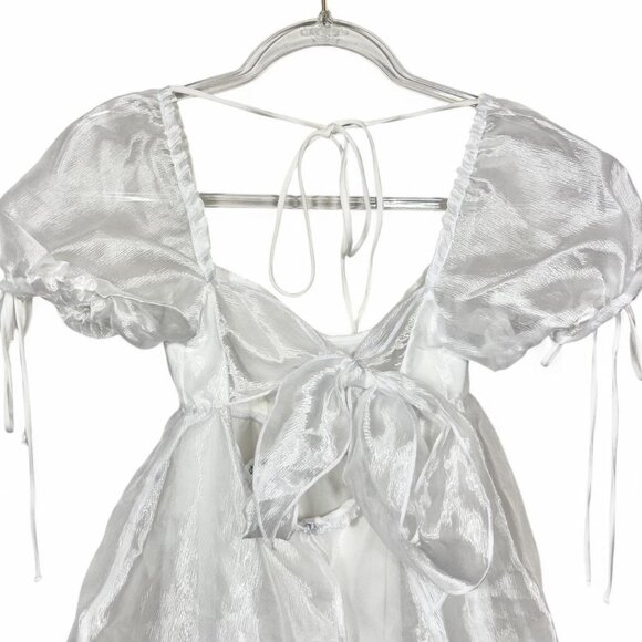 Lucy In The Sky White Babydoll Dress Tulle Bow Graduation/Senior Photos - Picture 5 of 5
